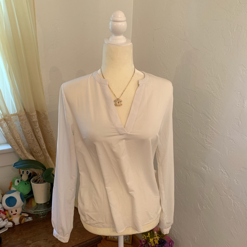 A new day white v blouse